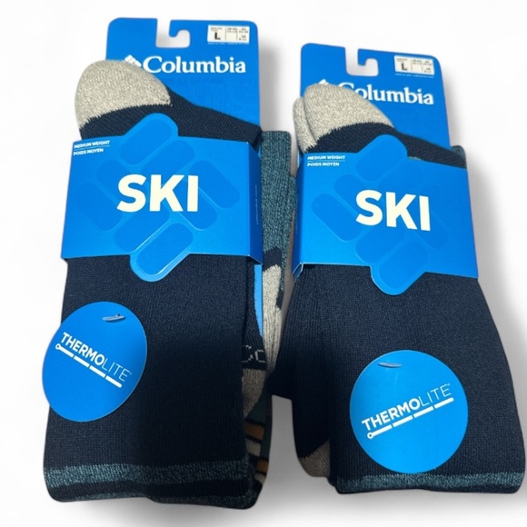 Columbia ski socks over the knee 2 pairs thermolite medium weight NEW - Picture 1 of 6